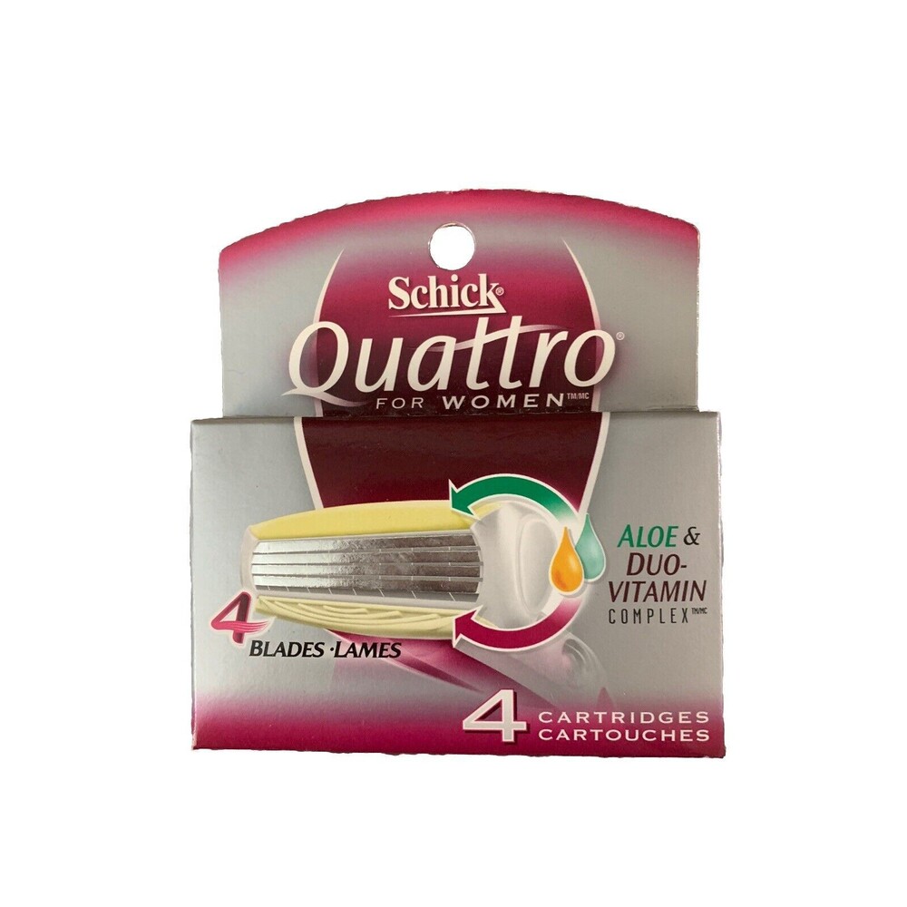Schick Quattro Women Aloe & Duo-Vitamin Complex 4 Cartridges New Hard To Find